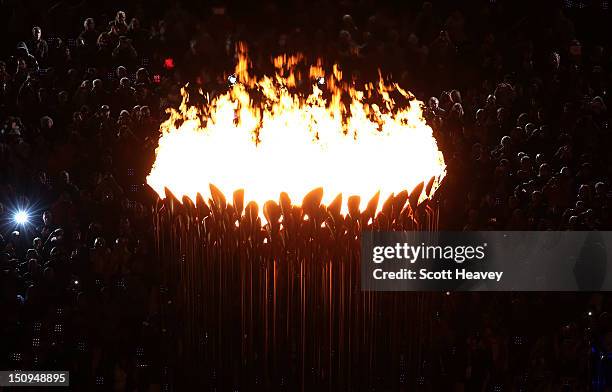 The Paralympic Cauldron burns during the Opening Ceremony of the London 2012 Paralympics at the Olympic Stadium on August 29, 2012 in London, England.