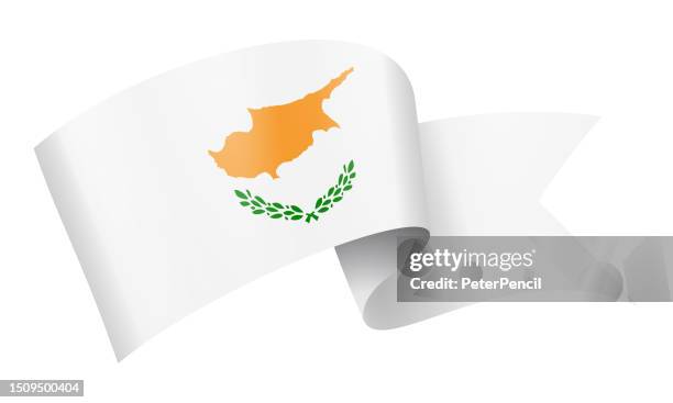 cyprus flag ribbon - vector stock illustration - cyprus stock illustrations