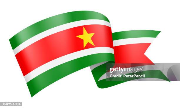 suriname flag ribbon - vector stock illustration - playing tag stock illustrations