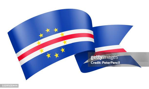 cape verde flag ribbon - vector stock illustration - cape verde stock illustrations