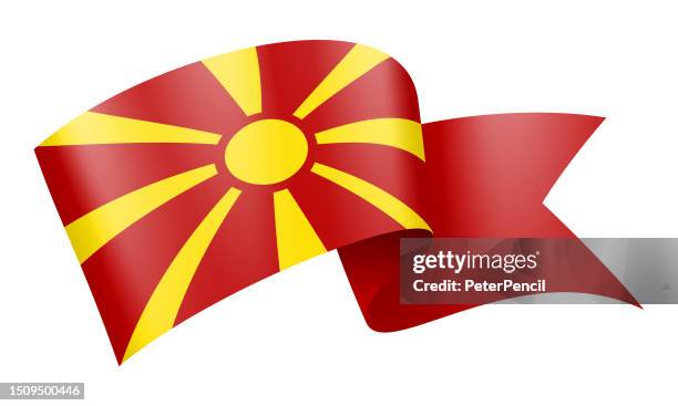 mazedonien-flagge band - vektor stock illustration - macedonia country stock-grafiken, -clipart, -cartoons und -symbole