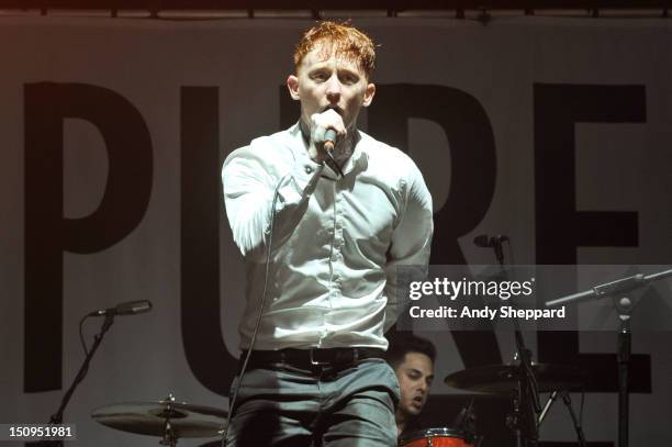 Frank Carter of the band Pure Love performs on stage during Reading Festival 2012 at Richfield Avenue on August 25, 2012 in Reading, United Kingdom.