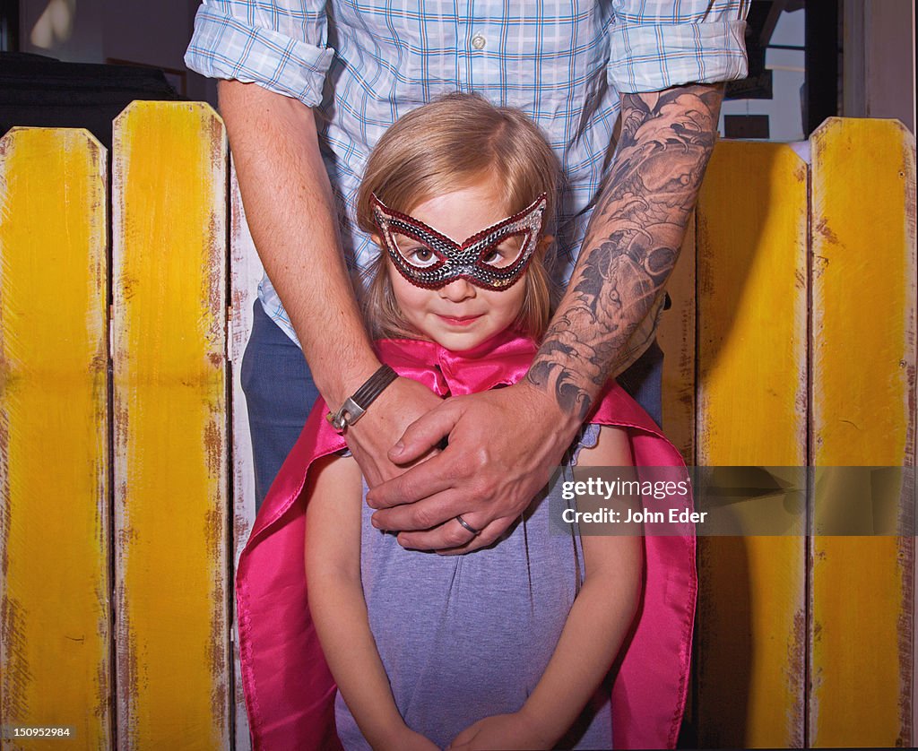 Tattooed Dad and daughter
