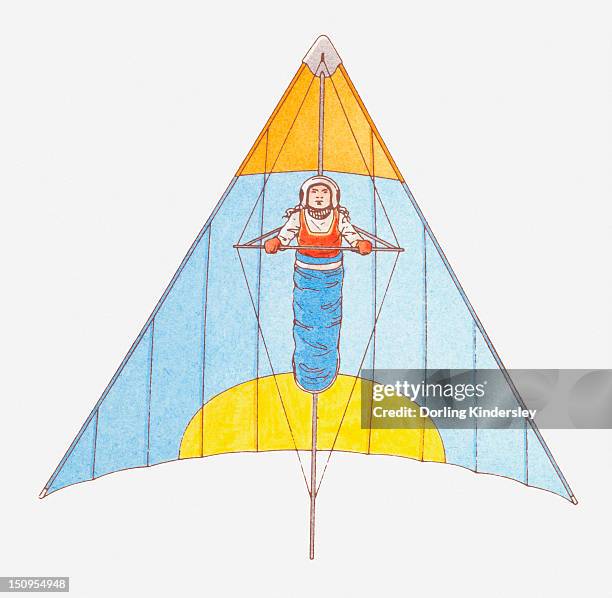 illustration of a hang glider, view from below - hang gliding stock illustrations