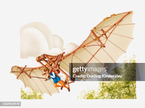 Flying Machine Renaissance Illustration Of Leonardo Da Vincis Ornithopter Flying Machine High-Res ...