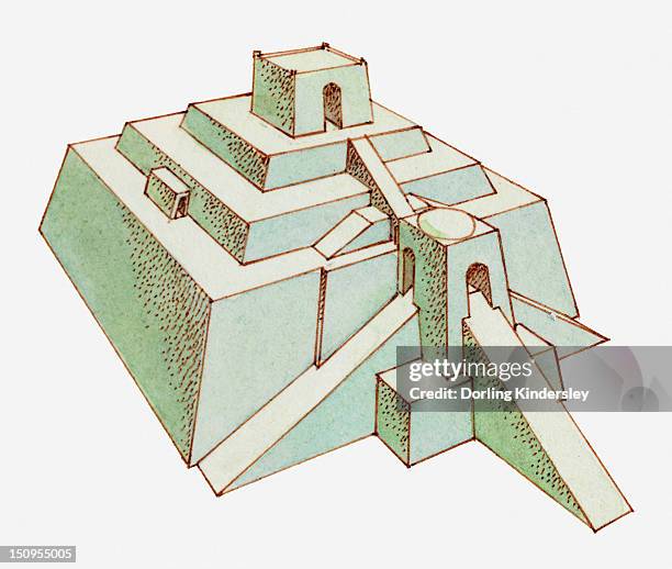 ilustraciones, imágenes clip art, dibujos animados e iconos de stock de illustration of ziggurat, ur, mesopotamia - ziggurat