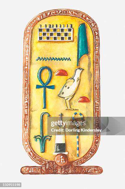 illustration of cartouche box from tutankhamun's tomb - tutankhamun stock illustrations