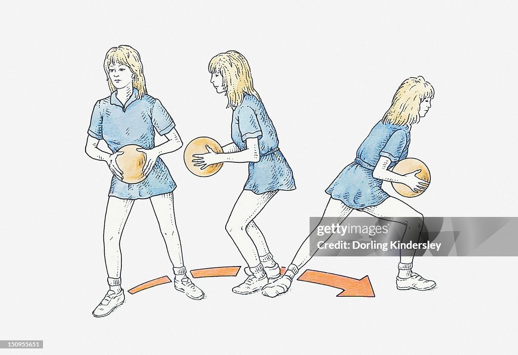 Pivoting In Netball Illustration Of Netball Player Keeping One Foot On Same Spot While ...