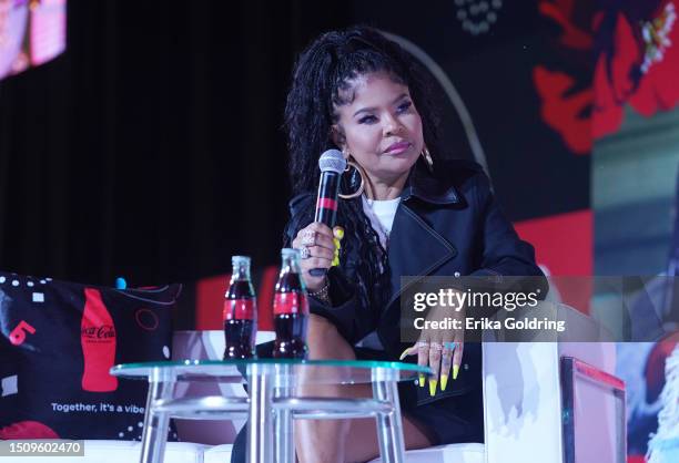 Misa Hylton speaks onstage during the 2023 ESSENCE Festival Of Culture™ at Ernest N. Morial Convention Center on July 02, 2023 in New Orleans,...