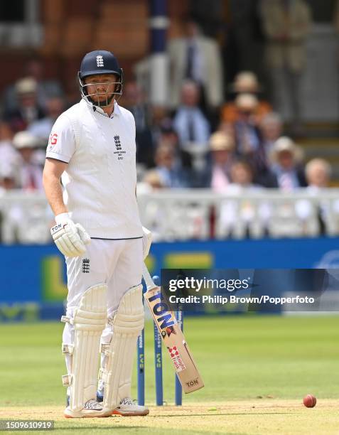 Jonny Bairstow of England looks on after being stumped by Alex Carey of Australia during the fifth day of the 2nd Test between England and Australia...