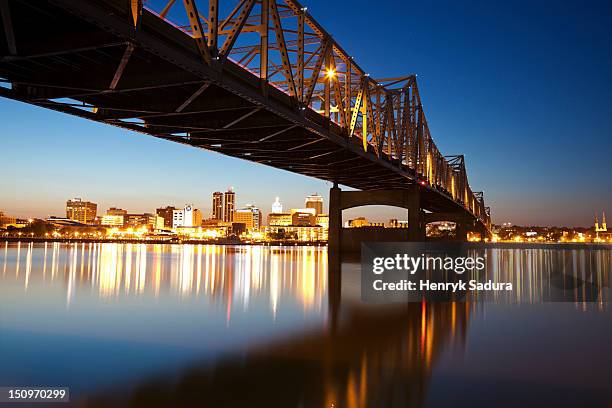 usa, illinois, peoria, city view at dusk - illinois stock pictures, royalty-free photos & images