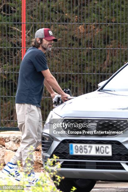 Santi Millan on his arrival to the island to attend Edurne's wedding on June 30 in Madrid, Spain.