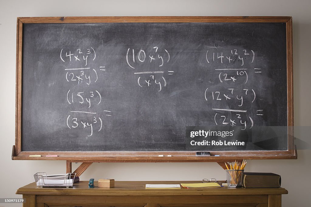 USA, California, Los Angeles, Blackboard during maths lesson
