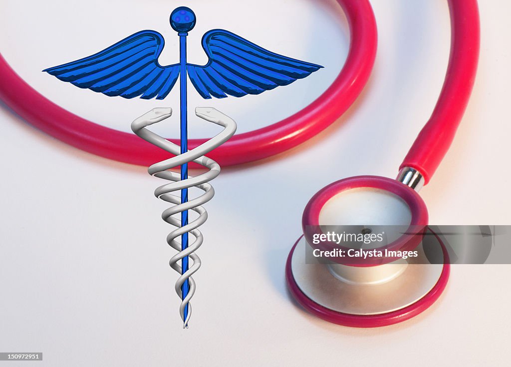 Caduceus and stethoscope