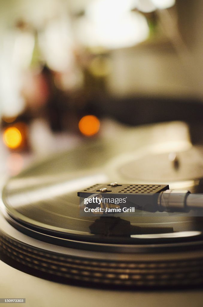 USA, New Jersey, Jersey City, Close-up of turntable