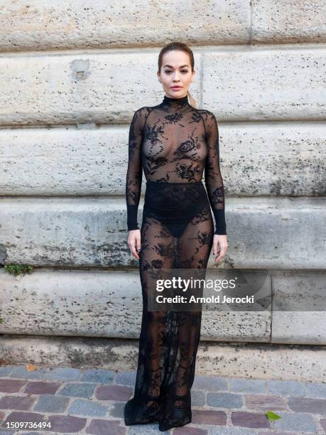 Rita Ora attends the Azzedine Alaïa show on July 02, 2023 in Paris, France.