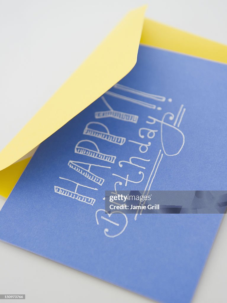 Close up of birthday card