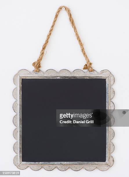 close up of blackboard in picture frame, studio shot - hanging board stock pictures, royalty-free photos & images