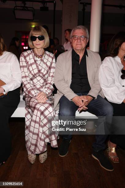 Anna Wintour and Sidney Toledano attend the "Dancing Diaries" : Patou Spring/Summer 2024 Show at Salle Wagram on July 02, 2023 in Paris, France.