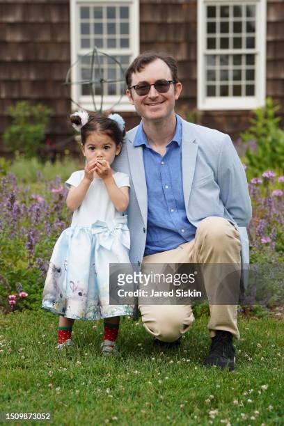 Mark Halsey and his daughter attend Annual Halsey House Gala Benefiting The Southampton History Museum at Halsey House & Garden on July 01, 2023 in...