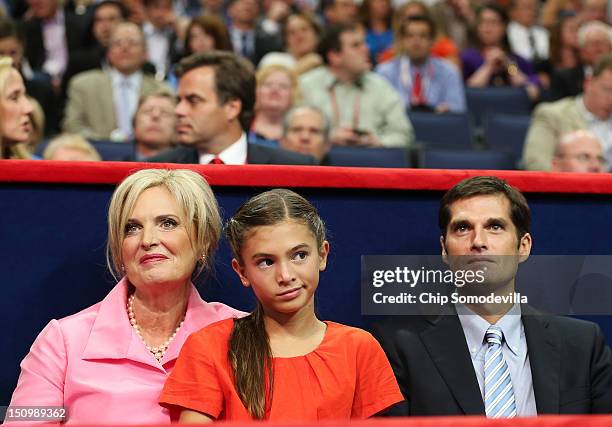 Republican presidential candidate, former Massachusetts Gov. Mitt Romney's wife, Ann Romney sits in the VIP box with her granddaughter Chloe Romney...