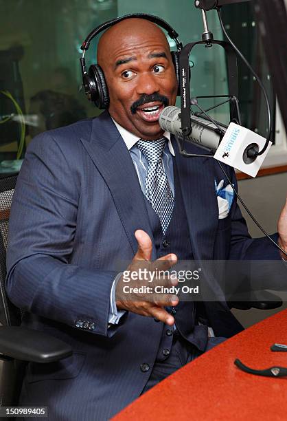 Comedian Steve Harvey visits “Getting Late” with Mark Seman on Raw Dog Comedy at the SiriusXM Studio on August 29, 2012 in New York City.