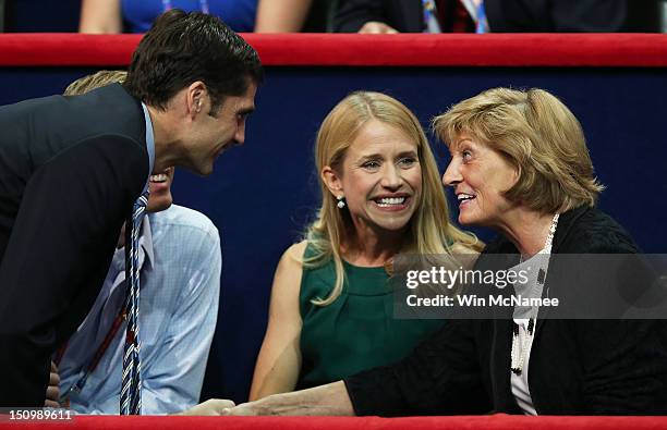 Republican vice presidential candidate, U.S. Rep. Paul Ryan wife, Janna Ryan sits in the VIP box with Ryan's mother Elizabeth Ryan and Matt Romney...