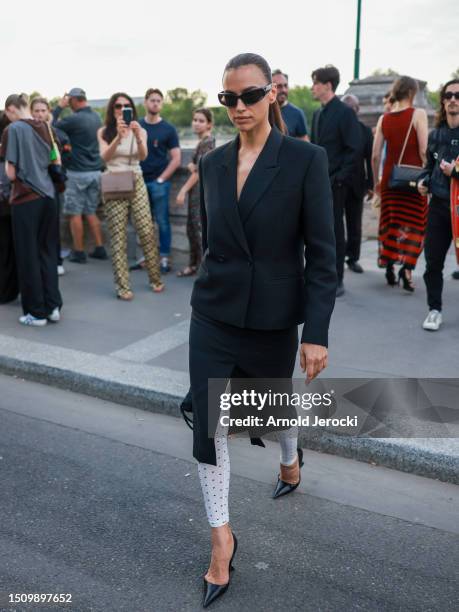 Irina Shayk attends the Azzedine Alaïa show on July 02, 2023 in Paris, France.