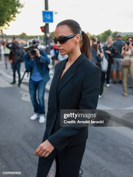 Irina Shayk attends the Azzedine Alaïa show on July 02, 2023 in Paris, France.