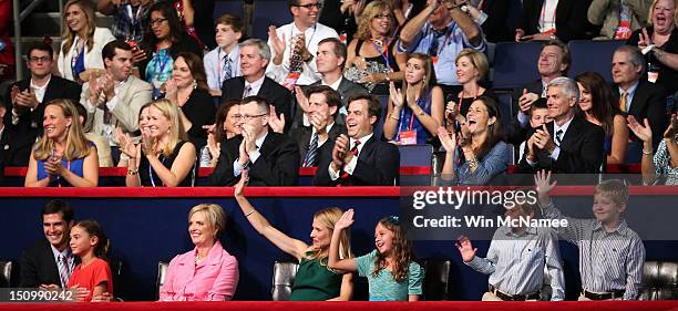 Mitt Romney's son Matt Romney, with daughter Chloe Romney Mitt Romney's wife, Ann Romney, Paul Ryan's wife, Janna Ryan, daughter, Liza Ryan, and...