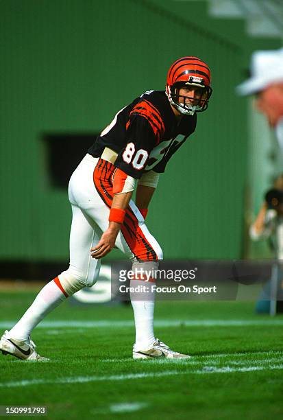 Wide Receiver Cris Collinsworth of the Cincinnati Bengals stands at his position against the San Diego Chargers during an NFL football game at Jack...