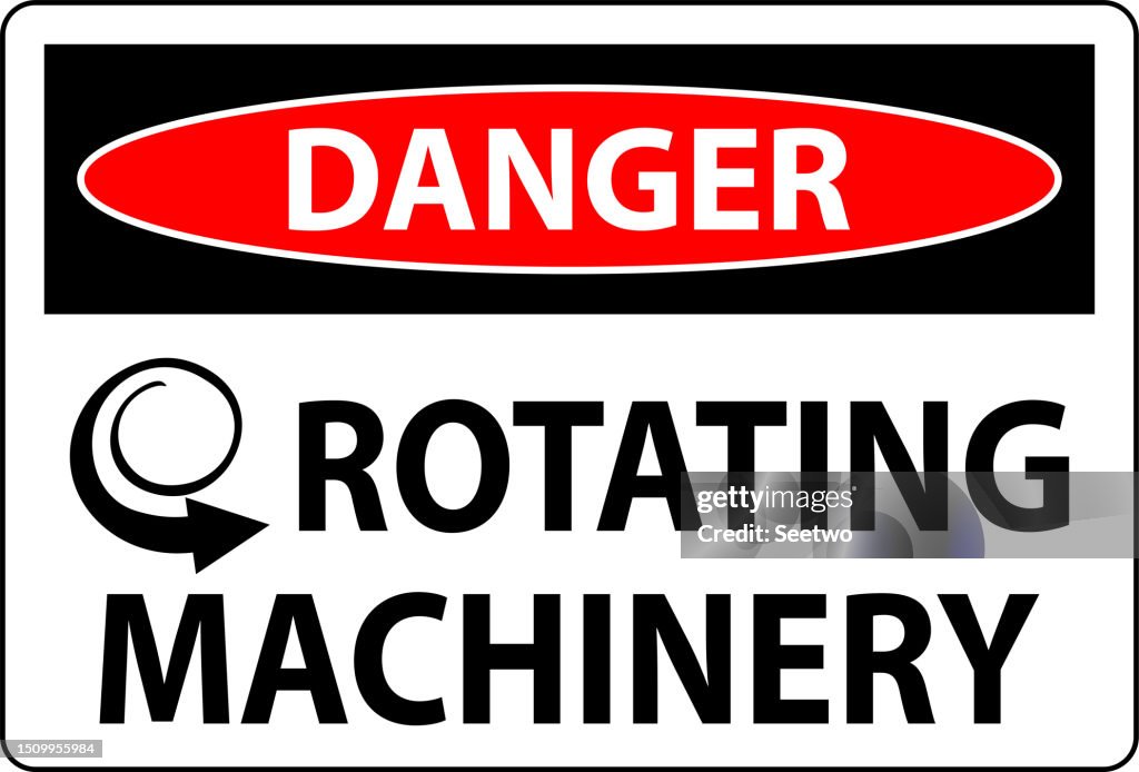 Danger Sign Rotating Machinery On White Background High-Res Vector ...