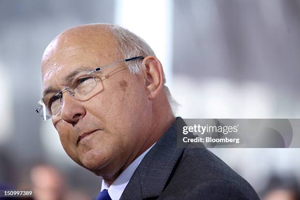 Michel Sapin, France's labor minister, pauses during a Bloomberg Television interview at the Mouvement des Enterprises de France conference at Campus...