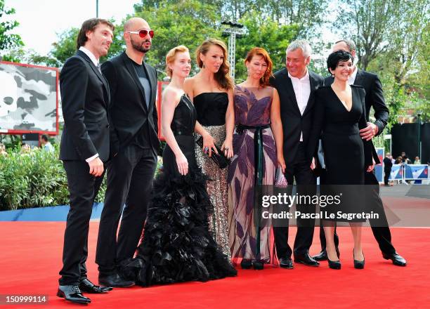 Actor Dejan Lilic,director Kirill Serebrennikov with actresses Franziska Petri and Albina Dzhanabaeva with other cast and crew attend the "Izmena"...