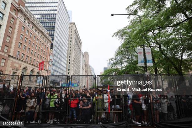 Chicago onlookers watch the NASCAR Cup Series Grant Park 220 at the Chicago Street Course on July 02, 2023 in Chicago, Illinois.