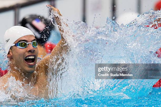 Daniel Dias of Brazil competes in the Men's 50m freestyle on the day 1 of the London 2012 Paralympic Games at Aquatics Centre on August 30, 2012 in...