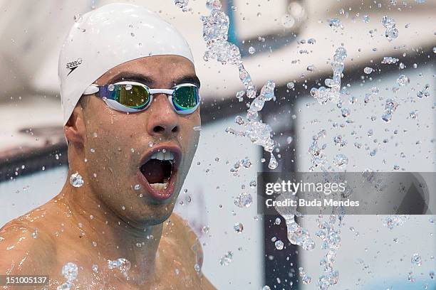 Daniel Dias of Brazil competes in the Men's 50m freestyle on the day 1 of the London 2012 Paralympic Games at Aquatics Centre on August 30, 2012 in...