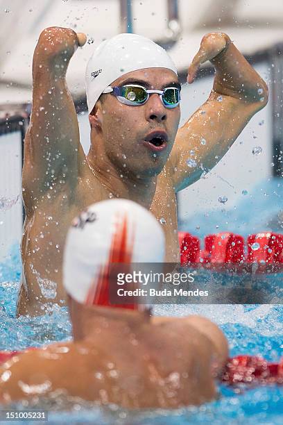 Daniel Dias of Brazil competes in the Men's 50m freestyle on the day 1 of the London 2012 Paralympic Games at Aquatics Centre on August 30, 2012 in...