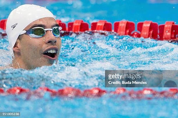 Daniel Dias of Brazil competes in the Men's 50m freestyle on the day 1 of the London 2012 Paralympic Games at Aquatics Centre on August 30, 2012 in...