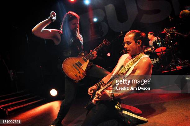 Chris Traynor and Gavin Rossdale of rock group Bush perform live on stage at KOKO on August 30, 2012 in London, United Kingdom.