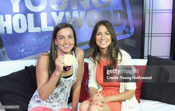 Olympic gold medalist Rebecca Soni and host Nikki Novak at the Young Hollywood Studio on August 30, 2012 in Los Angeles, California.