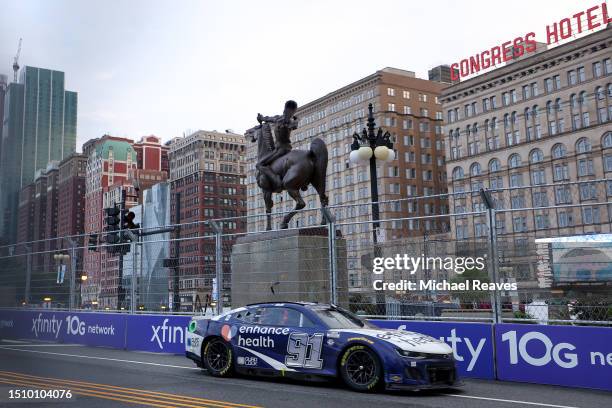 Shane Van Gisbergen, driver of the Enhance Health Chevrolet, drives during the NASCAR Cup Series Grant Park 220 at the Chicago Street Course on July...