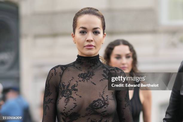 Rita Ora is seen outside Alaia, on July 02, 2023 in Paris, France.