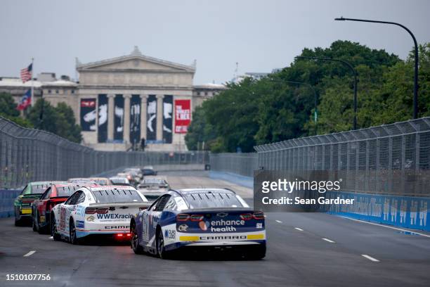 Shane Van Gisbergen, driver of the Enhance Health Chevrolet, drives during the NASCAR Cup Series Grant Park 220 at the Chicago Street Course on July...