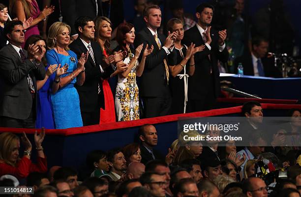 Republican presidential candidate, former Massachusetts Gov. Mitt Romney's son Tagg Romney, with wife Jenn Romney, Mitt's wife Ann Romney, son Josh...