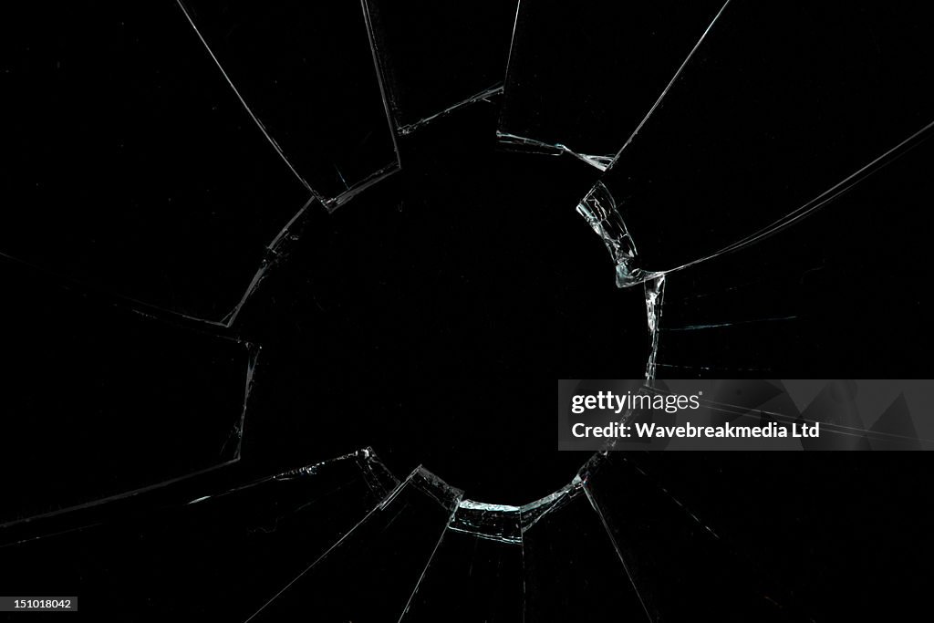 Crackled and broken window