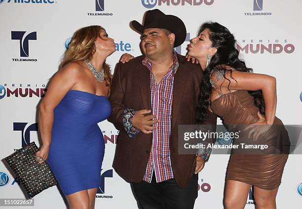 Marisol Terrazas and Vicky Terrazas of Los Horoscopos de Durango arrive at Telemundo's Premios Tu Mundo Awards at Fillmore Miami Beach on August 30,...