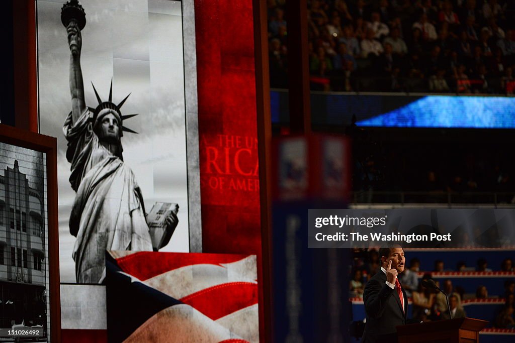 Jennifer Romney Sen. Marco Rubio speaks during the 2012 Republican National... News ...