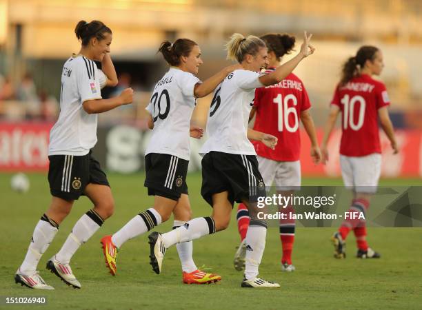 Luisa Wensing of Germainy celebrates scoring a goal during the FIFA U-20 Women's World Cup Quarter-Fina match between Germany v Norway at Komaba...