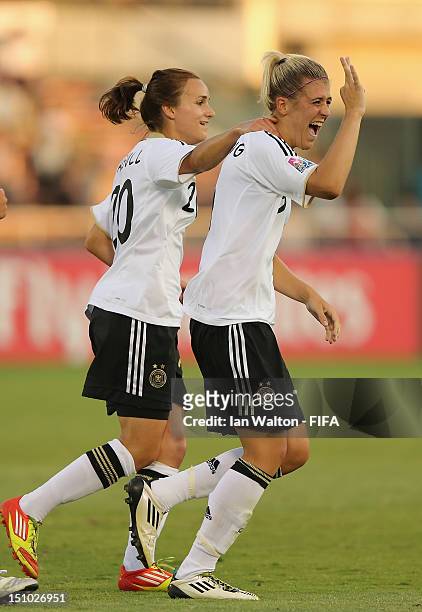 Luisa Wensing of Germainy celebrates scoring a goal during the FIFA U-20 Women's World Cup Quarter-Fina match between Germany v Norway at Komaba...